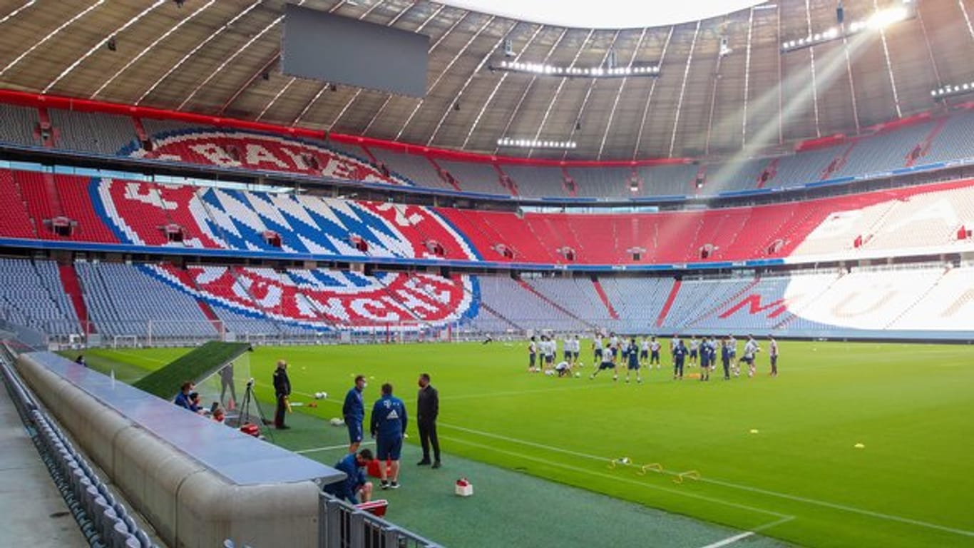 Die Bayern-Profis beim Training in der Allianz-Arena.