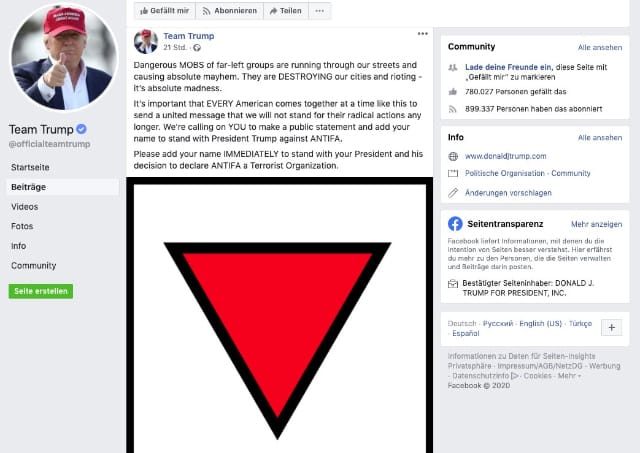 Der umstrittene Post mit dem Nazi-Symbol auf der Facebook-Seite von Trumps Wahlkampfteam.