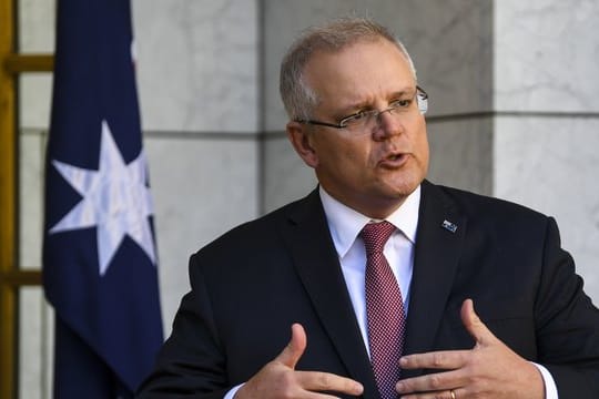 Australiens Premier Scott Morrison am Donnerstag während einer Pressekonferenz im Parlamentsgebäude in Canberra.