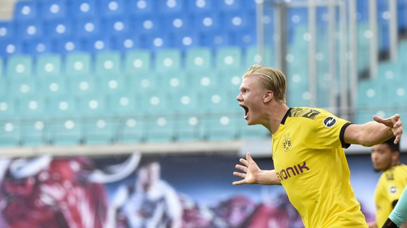 Erling Haaland erzielte beide Treffer der Dortmunder in Leipzig.