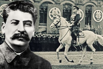 Josef Stalin und Marschall Georgi Schukow (Bildmontage): am 24. Juni 1945 ließ der Sowjetdiktator den Sieg über Deutschland feiern.