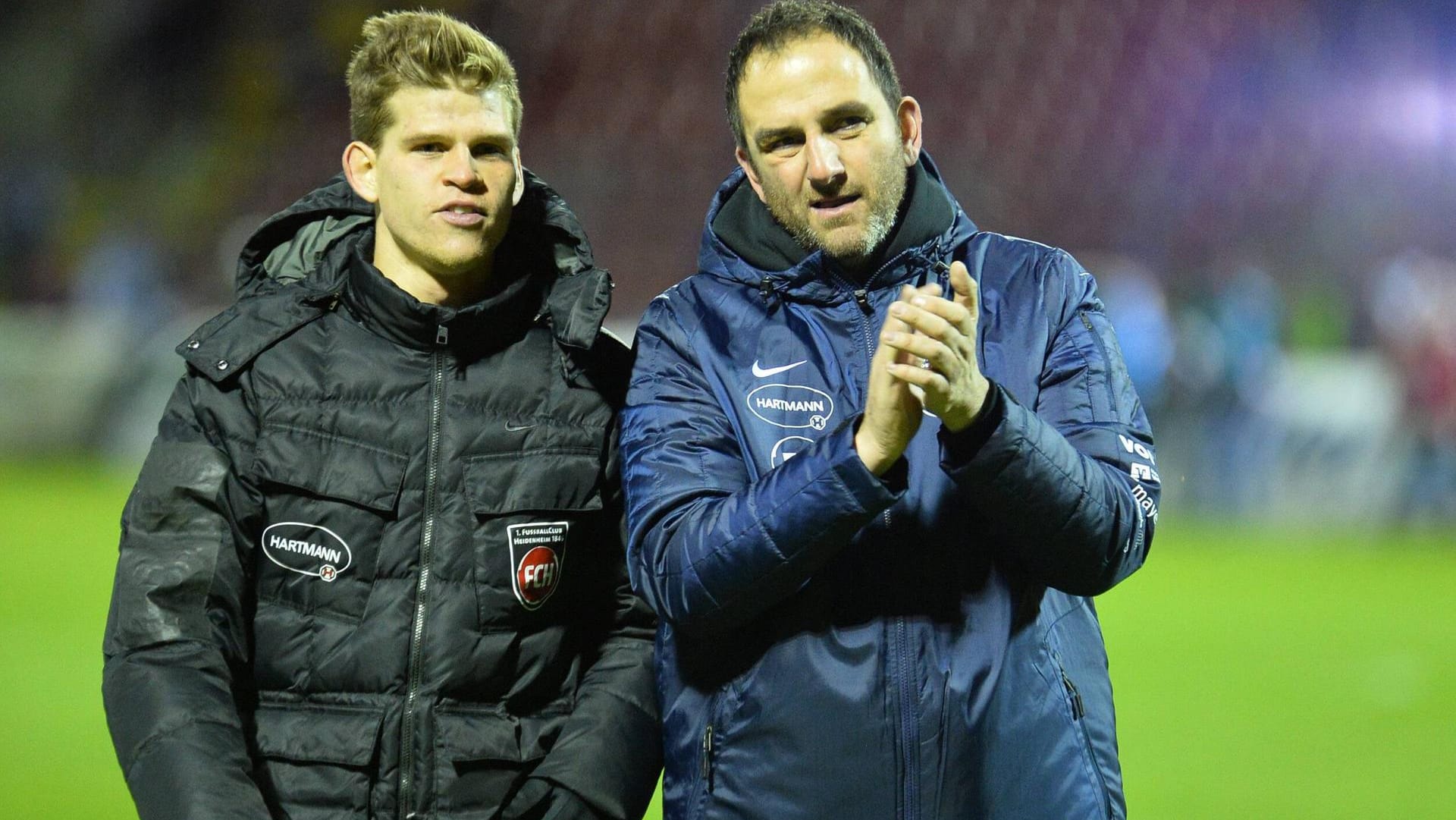 Florian Niederlechner (l.) im Jahr 2014 mit Frank Schmidt.