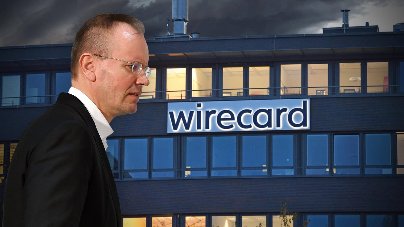 Ex-Wirecard-Chef Markus Braun vor der Konzernzentrale (Fotomontage): Der Manager musste einen Großteil seiner Wirecard-Aktien veräußern.