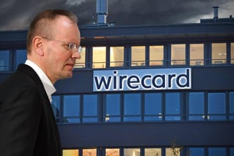 Ex-Wirecard-Chef Markus Braun vor der Konzernzentrale (Fotomontage): Der Manager musste einen Großteil seiner Wirecard-Aktien veräußern.