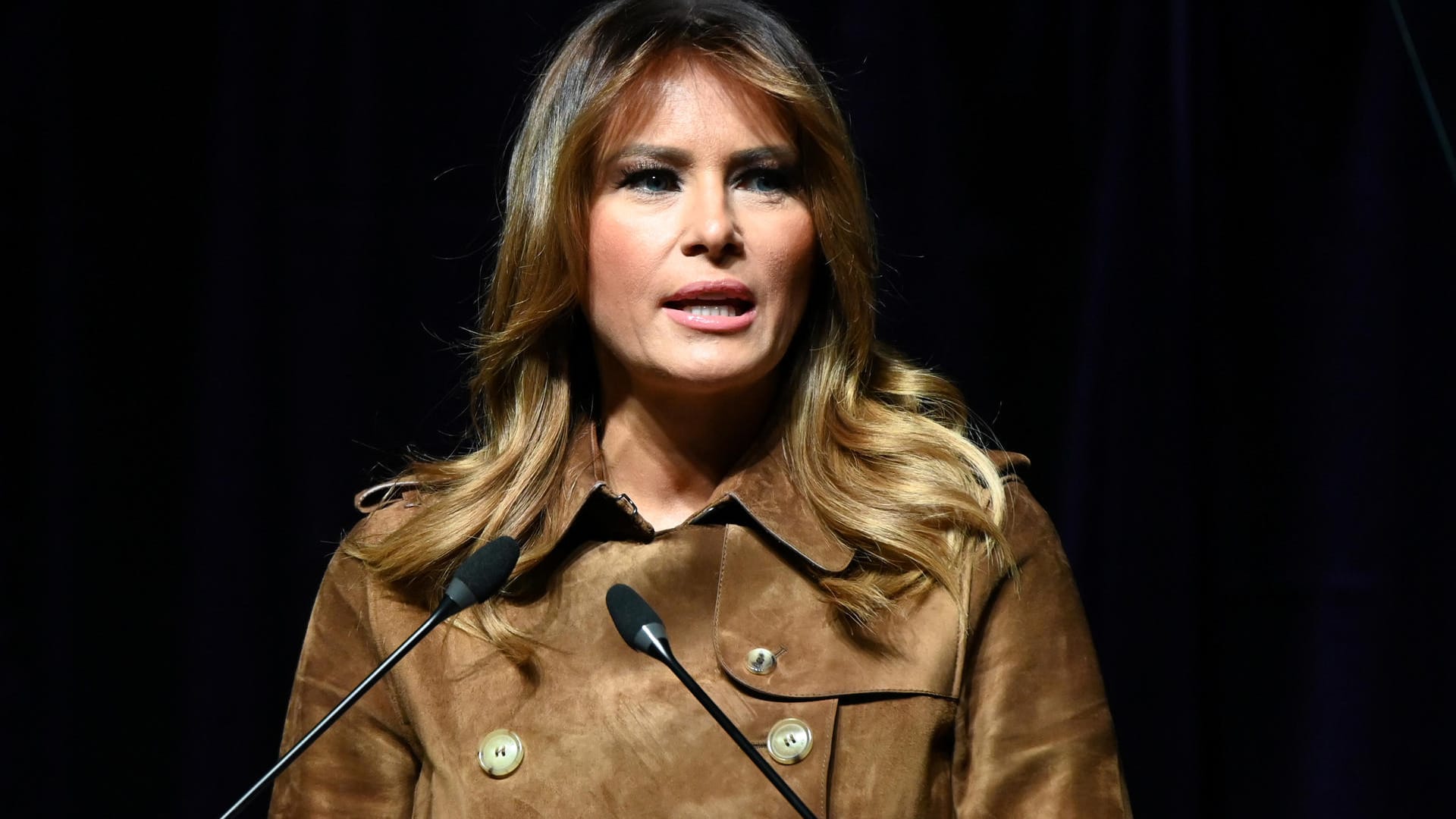 Melania Trump bei einer Rede in Baltimore: Die First Lady "spricht nicht gern öffentlich".