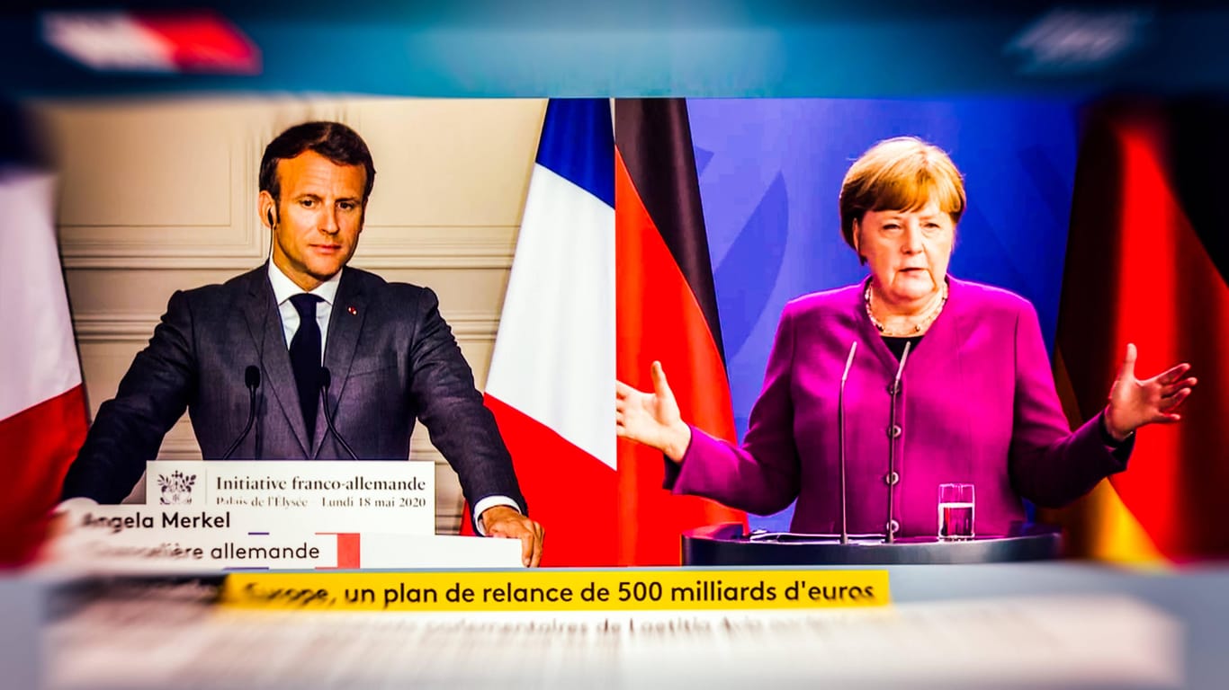 Zuletzt nur virtuell verbunden: Frankreichs Präsident Macron und Kanzlerin Merkel.