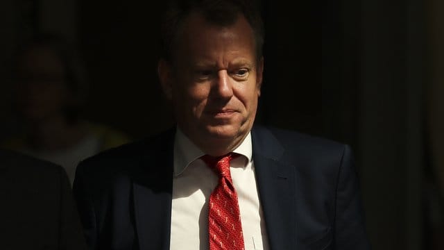 David Frost, Brexit-Berater in Großbritannien, verlässt im August 2019 den EU-Hauptsitz in Brüssel nach einem Treffen mit weiteren Verhandlungsführern.