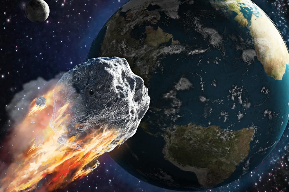 Ein Asteroid fliegt auf die Erde zu. Mit der heutigen Technologie können sie frühzeitig erkannt werden.
