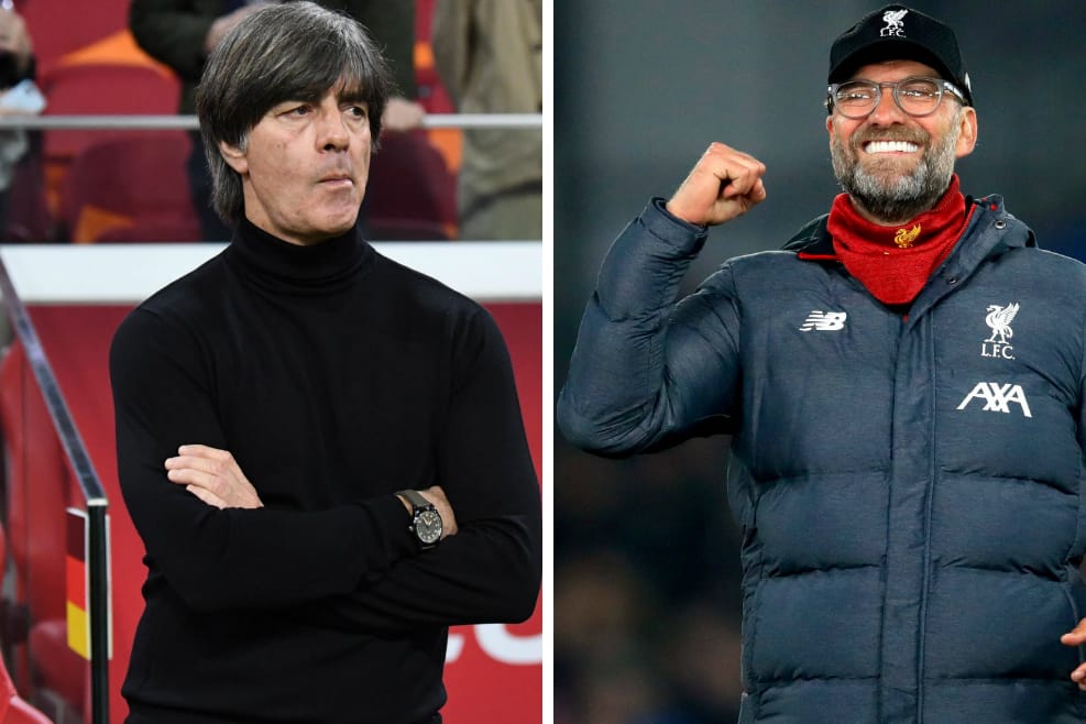Klares Votum: Liverpool-Trainer Jürgen Klopp (r.) liegt in der Gunst der Fans klar vor Bundestrainer Joachim Löw.