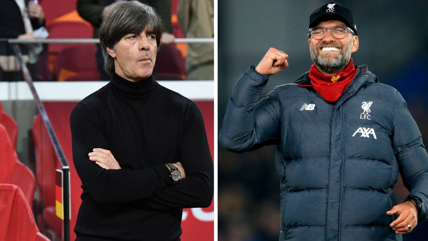 Klares Votum: Liverpool-Trainer Jürgen Klopp (r.) liegt in der Gunst der Fans klar vor Bundestrainer Joachim Löw.