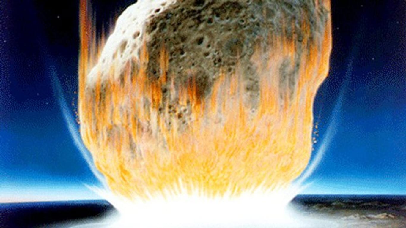 Künstlerische Interpretation eines Asteroidenaufpralls auf der Erde.