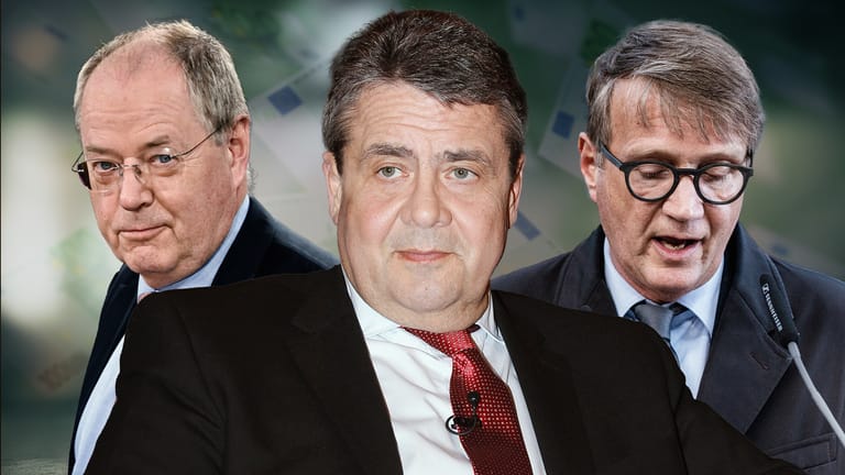 Peer Steinbrück, Sigmar Gabriel und Ronald Pofalla (v.l.): Die drei Politiker reihen sich bei zahlreichen anderen früheren Mandatsträgern ein, die heute Spitzenpositionen in großen Unternehmen haben und gut daran verdienen.