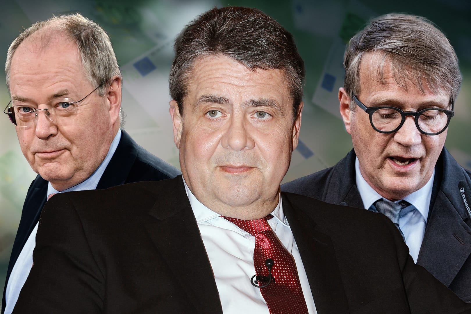 Peer Steinbrück, Sigmar Gabriel und Ronald Pofalla (v.l.): Die drei Politiker reihen sich bei zahlreichen anderen früheren Mandatsträgern ein, die heute Spitzenpositionen in großen Unternehmen haben und gut daran verdienen.