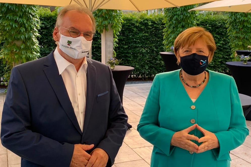 Sachsen-Anhalts Ministerpräsident Reiner Haseloff und Bundeskanzlerin Angela Merkel (beide CDU)
