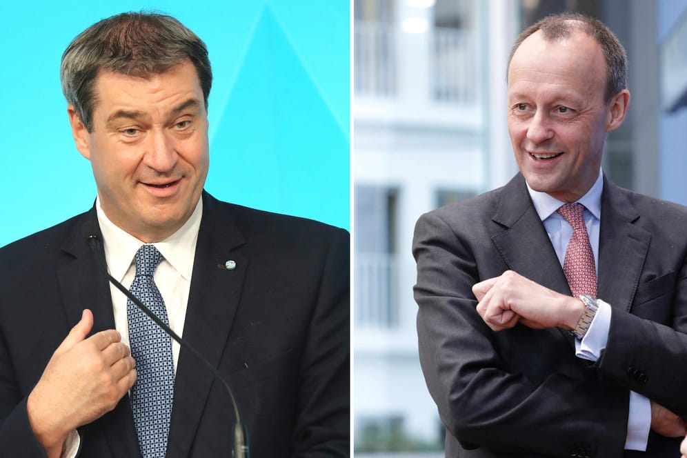 Markus Söder und Friedrich Merz: Während der eine bereits offen um die Kanzlerschaft in der Union kämpft, hält sich der andere noch zurück.