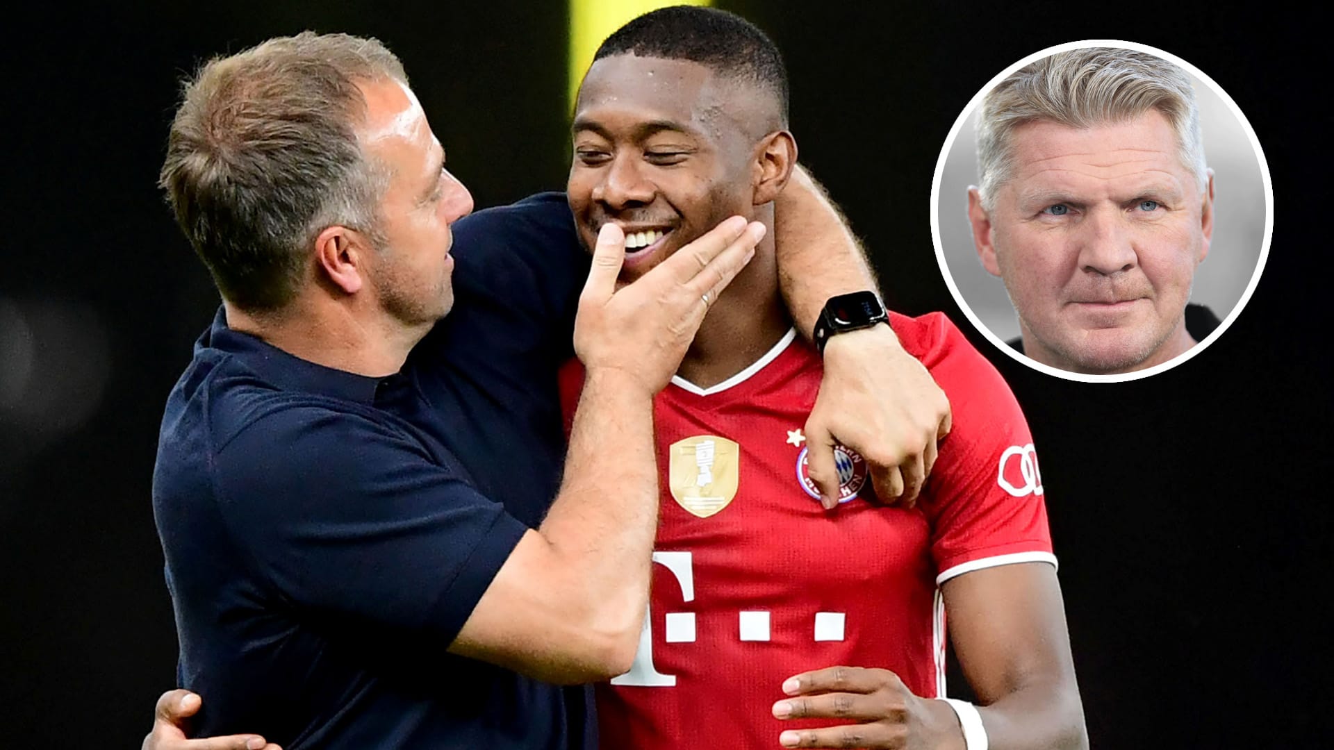 Bayern-Trainer Hansi Flick (l.) würde David Alaba gerne halten. Stefan Effenberg dagegen rät zum Wechsel.