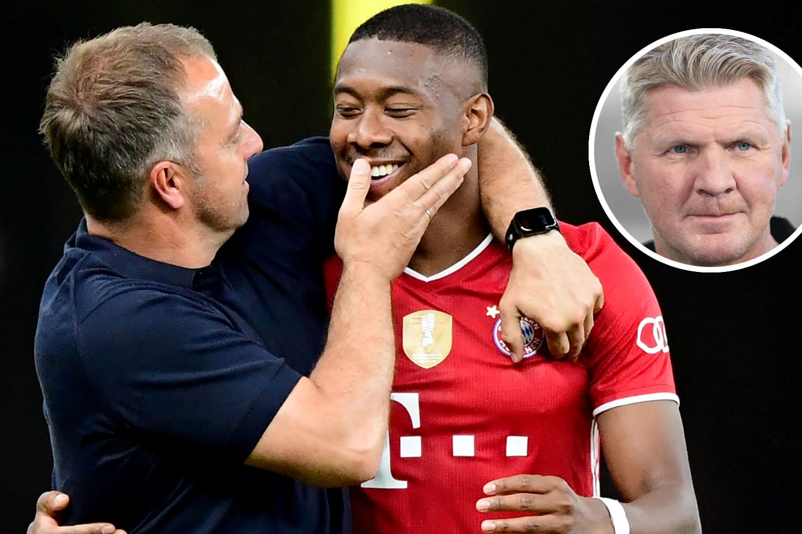 Bayern-Trainer Hansi Flick (l.) würde David Alaba gerne halten. Stefan Effenberg dagegen rät zum Wechsel.