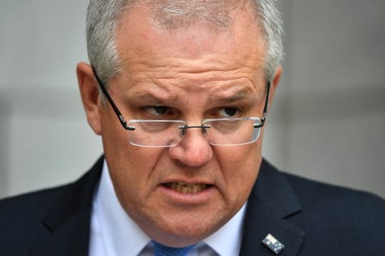 Australiens Premierminister Scott Morrison bei einer Pressekonferenz.