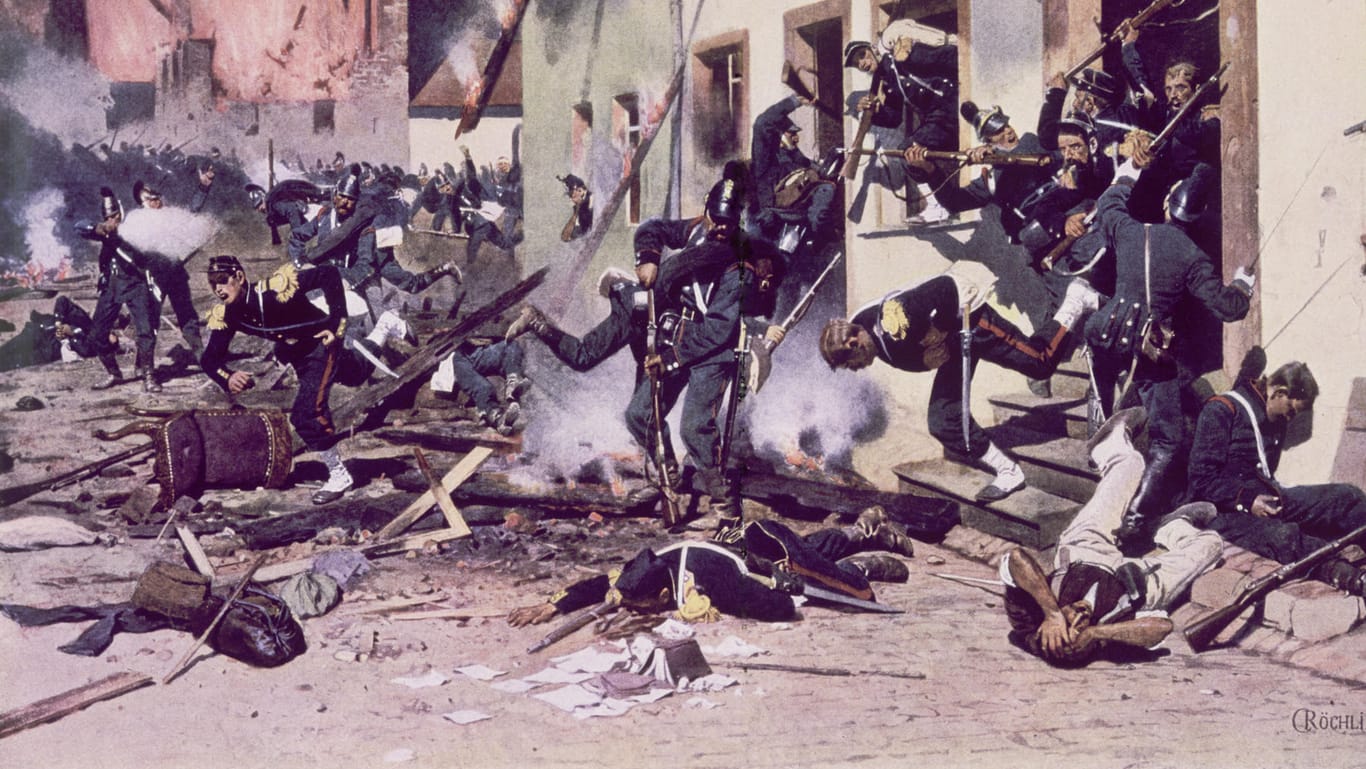 Straßenkampf in der Nähe von Sedan: In der Schlacht 1870 siegte die deutsche Seite über eine französische Armee.
