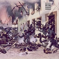 Straßenkampf in der Nähe von Sedan: In der Schlacht 1870 siegte die deutsche Seite über eine französische Armee.