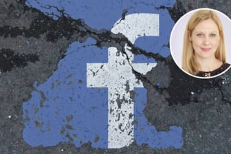 Das Facebook-Logo auf der Straße: Das Unternehmen hat Milliarden Nutzer weltweit.