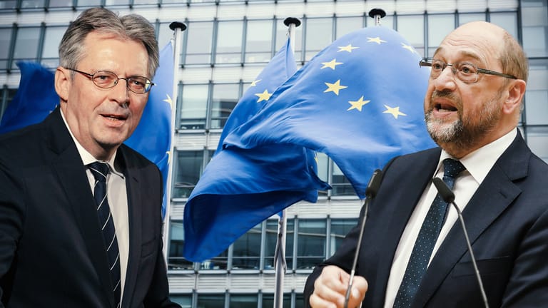 Die SPD-Politiker Achim Post (links) und Martin Schulz: Nur mit engerer Zusammenarbeit findet Europa aus der Krise, schreiben sie in ihrem Gastbeitrag.