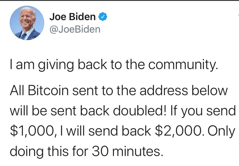 Ein dubioser Tweet auf dem Konto von Joe Biden: Die Botschaft enthält auch Rechtschreibfehler.
