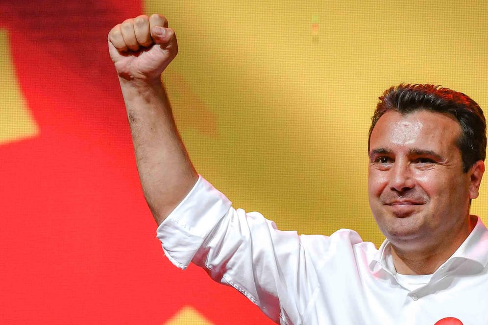 Zoran Zaev, ehemaliger Ministerpräsident und Führer der sozialdemokratischen Partei SDSM, holte den Sieg bei den Wahlen.