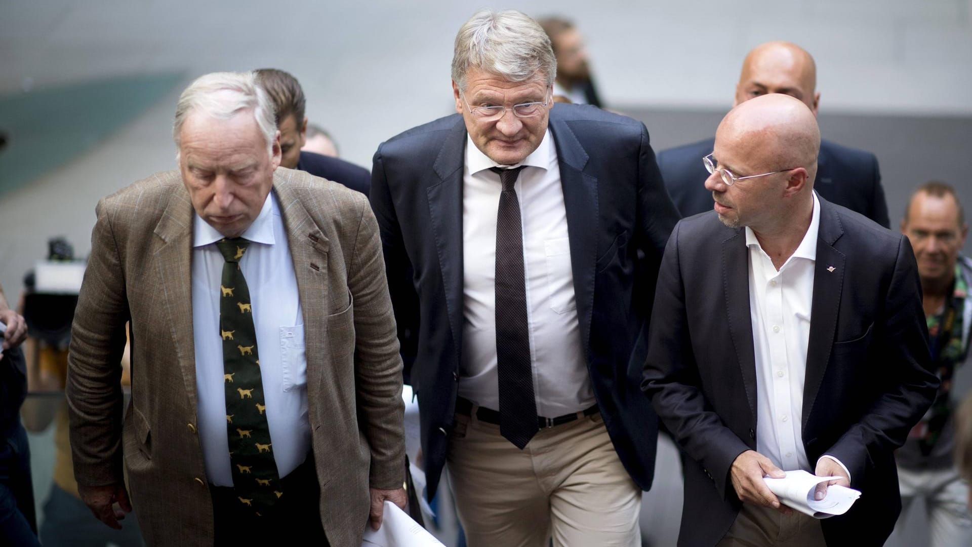 Jörg Meuthen, Alexander Gauland und Andreas Kalbitz im Oktober 2019. Inzwischen herrscht angespanntere Stimmung in der Partei.