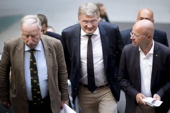 Jörg Meuthen, Alexander Gauland und Andreas Kalbitz im Oktober 2019. Inzwischen herrscht angespanntere Stimmung in der Partei.