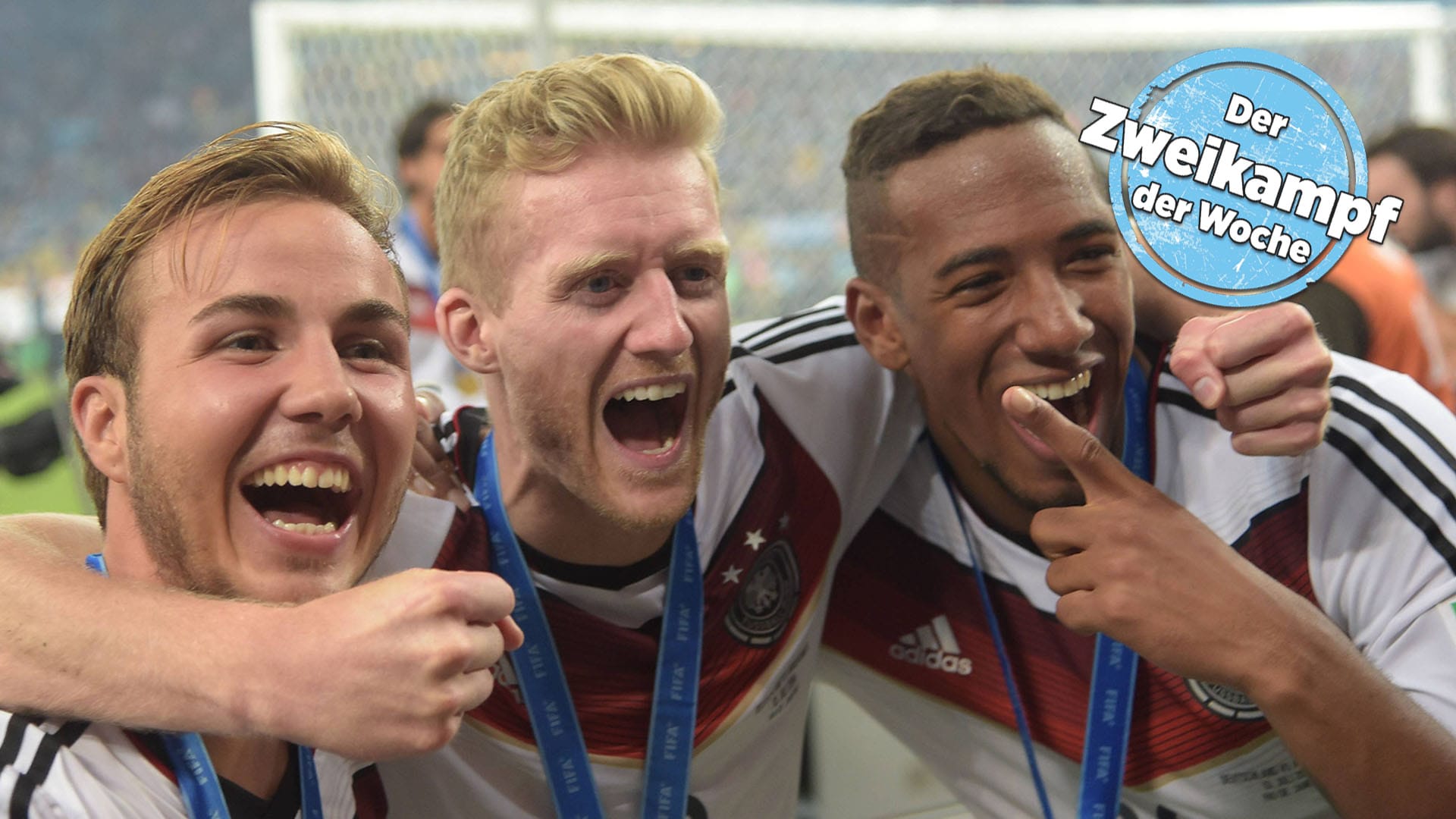 Mario Götze, André Schürrle und Jerome Boateng (v.l.n.r.): Gemeinsam gewannen sie 2014 die Fußball-Weltmeisterschaft in Brasilien.