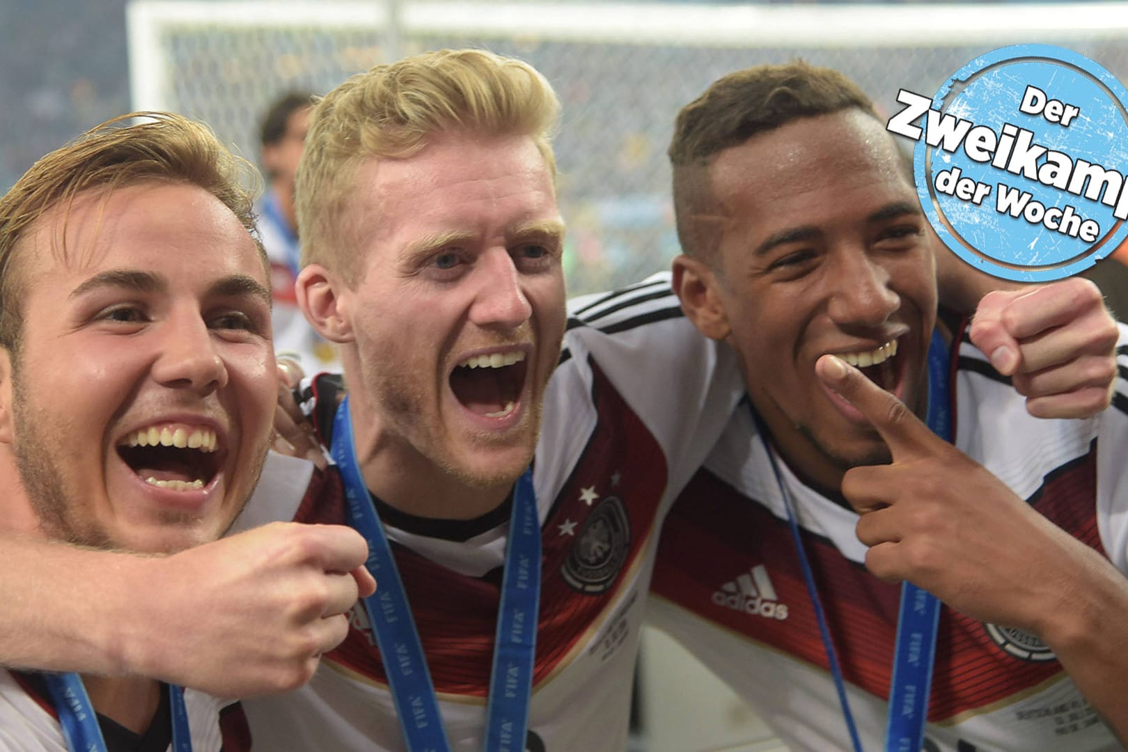 Mario Götze, André Schürrle und Jerome Boateng (v.l.n.r.): Gemeinsam gewannen sie 2014 die Fußball-Weltmeisterschaft in Brasilien.