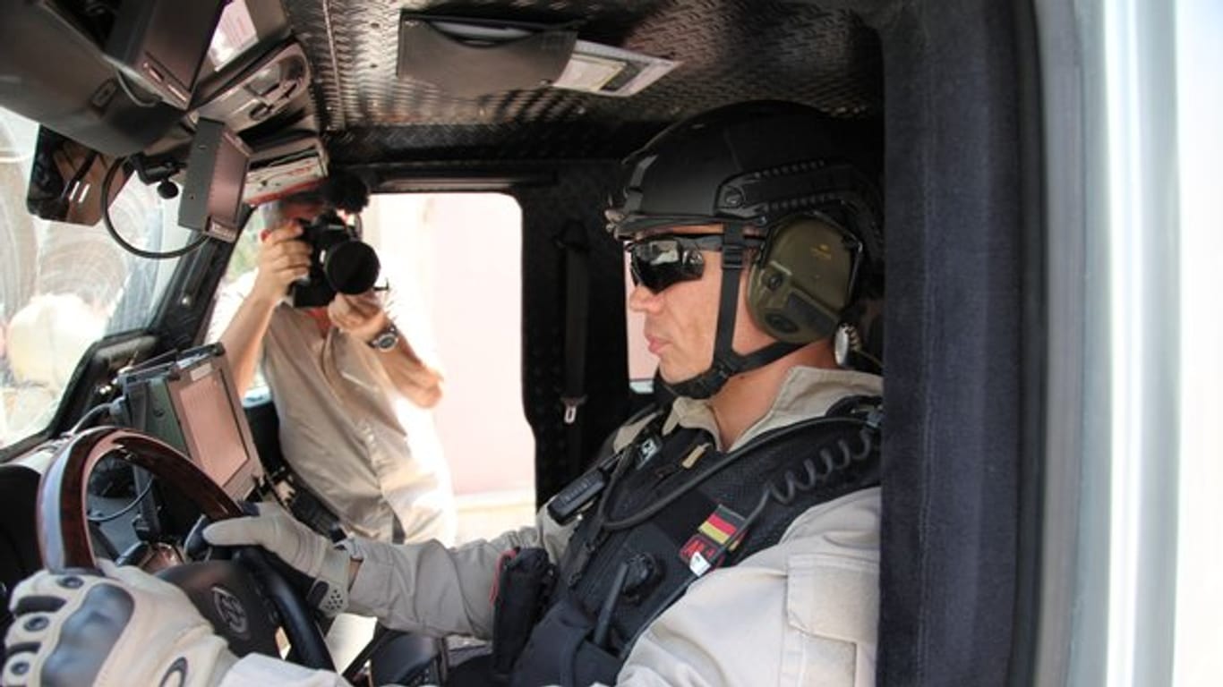 Ein Personenschützer der Bundespolizei beim Einsatz in Bagdad.