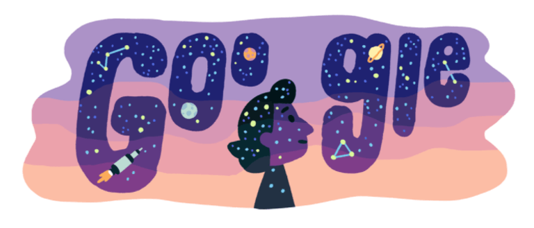 Das Doodle zu Ehren der Wissenschaftlerin Dilhan Eryurt: Sie forschte für die Nasa an Monden und Sternen.