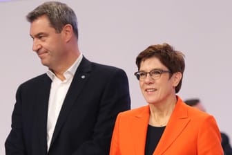 Bayerns Ministerpräsident Markus Söder (CSU) und CDU-Chefin Annegret Kramp-Karrenbauer beim CDU-Parteitag im November: "Das ist miteinander verbunden."