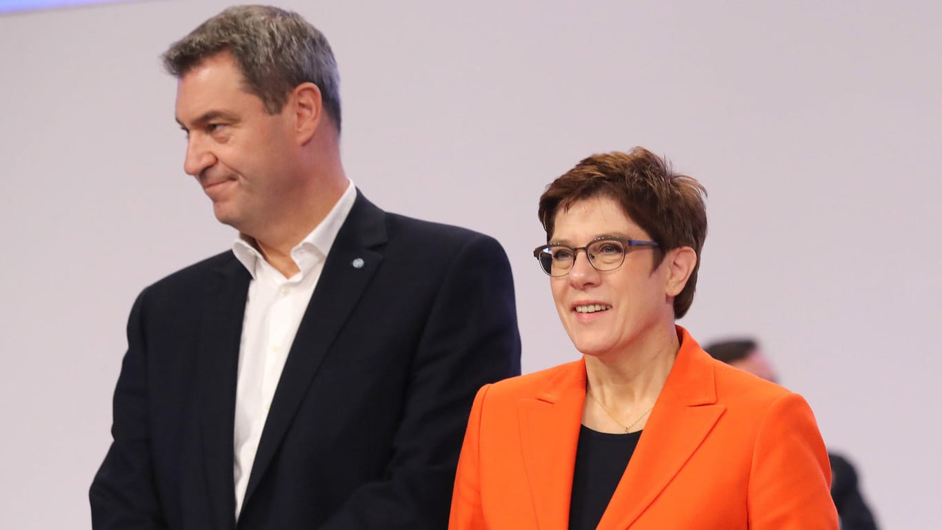 Bayerns Ministerpräsident Markus Söder (CSU) und CDU-Chefin Annegret Kramp-Karrenbauer beim CDU-Parteitag im November: "Das ist miteinander verbunden."