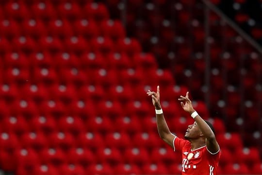 Spielt seit 2010 für die Profis des FC Bayern: David Alaba feiert ein Tor.