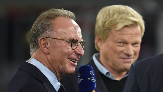 Wollen eine Debatte über Gehaltsobergrenzen im Profifußball: Bayern-Bosse Karl-Heinz Rummenigge und Oliver Kahn. Wollen eine Debatte über Gehaltsobergrenzen im Profifußball: Bayern-Bosse Karl-Heinz Rummenigge und Oliver Kahn.