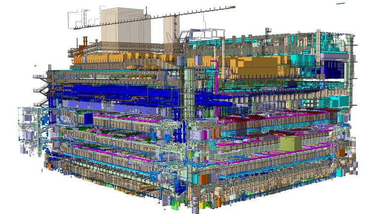 ITER-Konstruktionszeichnung: Den Kern der Anlage bildet ein siebenstöckiges Bauwerk.