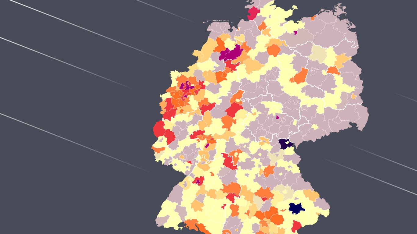 Corona-Infektionen in den Landkreisen: Hier befinden sich die aktuellen Hotspots in Deutschland.