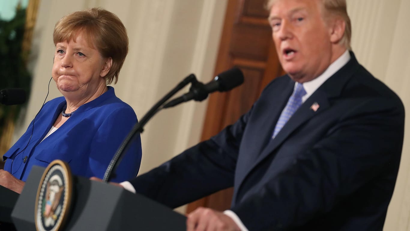 Merkel, Trump im Weißen Haus (im Jahr 2018): Berlin kannte das Risiko der Militärausgaben.