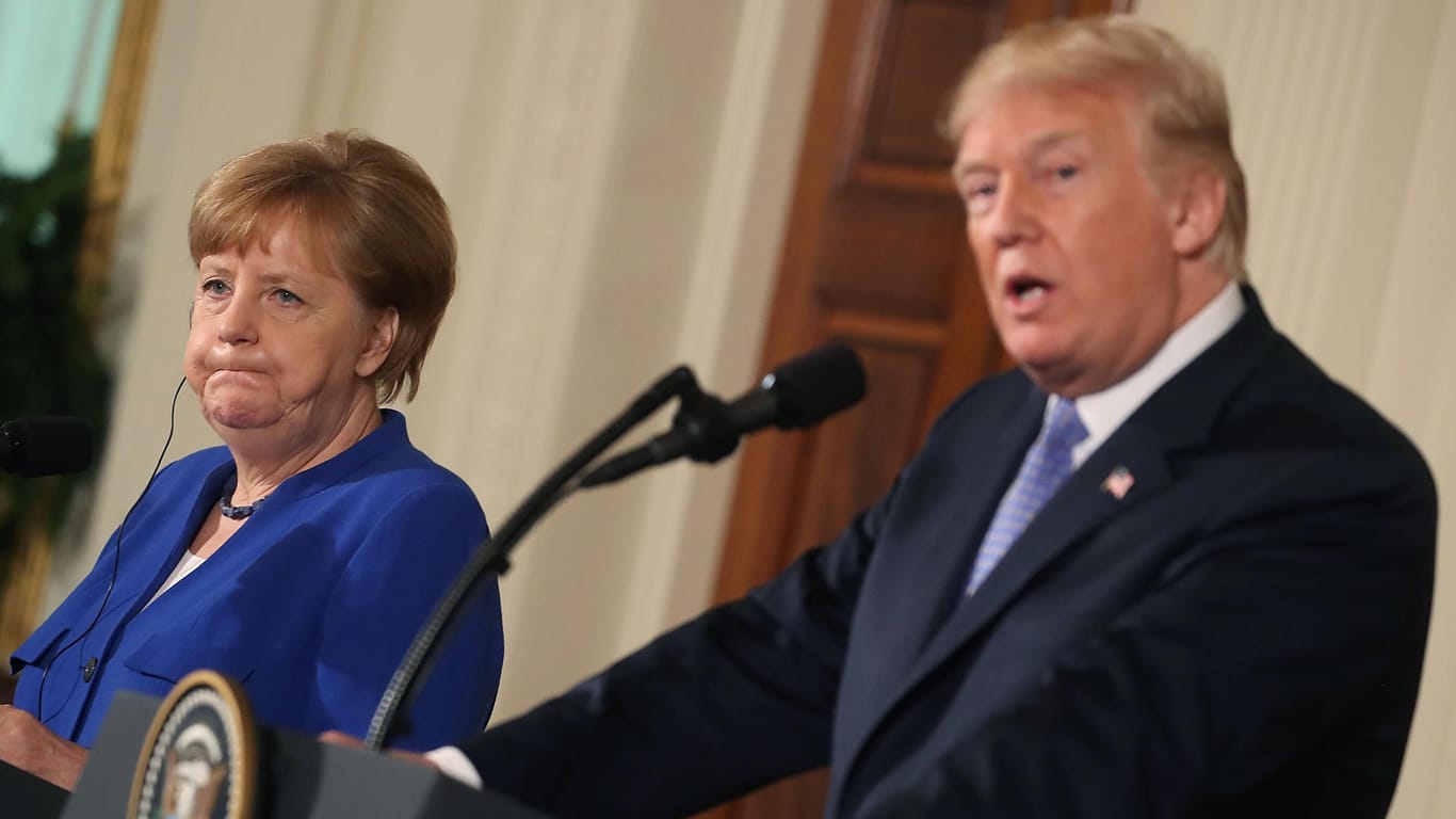 Merkel, Trump im Weißen Haus (im Jahr 2018): Berlin kannte das Risiko der Militärausgaben.