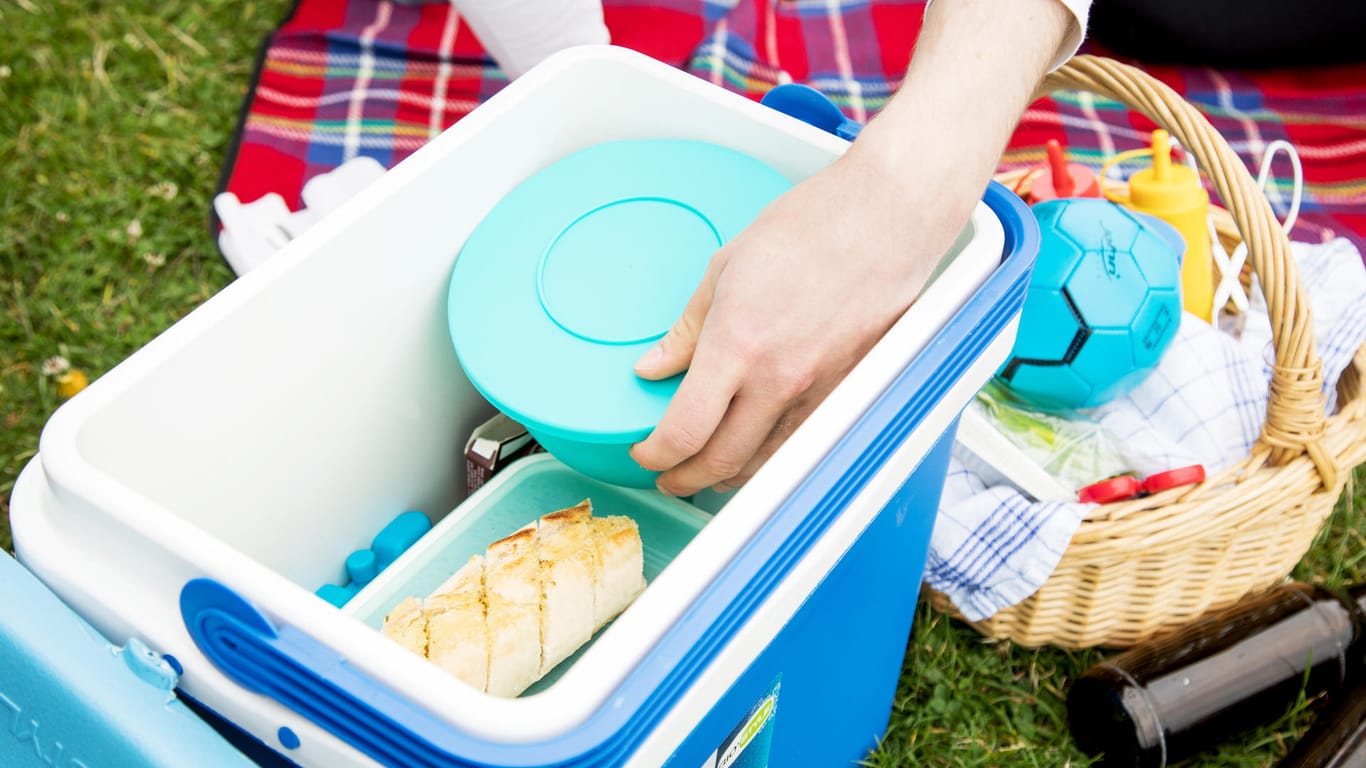Lebensmittel: Wer sich im Sommer für ein Picknick entscheidet, sollte eine Kühlbox mitnehmen.