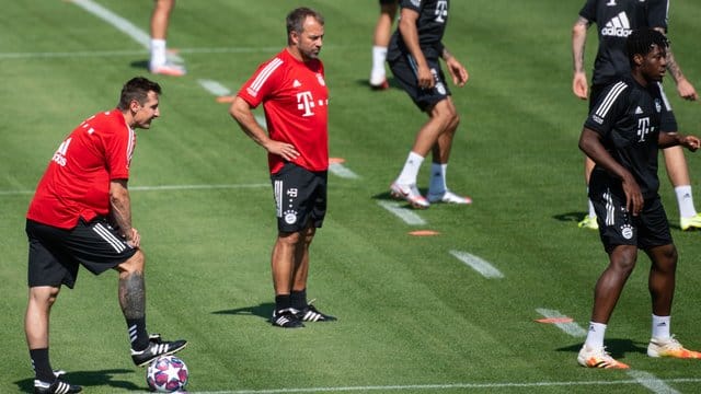 Nehmen mit dem FC Bayern den Spielbetrieb wieder auf: Trainer Hansi Flick und Co-Trainer Miroslav Klose (l).