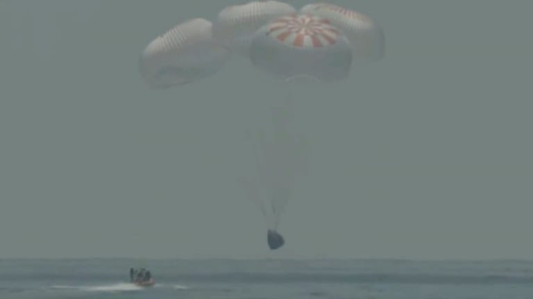 Freude bei SpaceX: Robert Behnken und Douglas Hurley landeten mit der Kapsel "Endeavour" im Golf von Mexiko vor der Küste Floridas