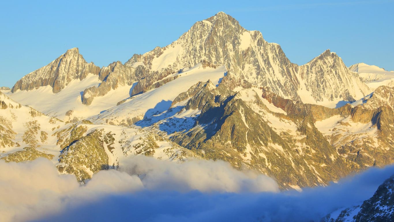 Der Finsteraarhorn: Der 4274m hohe Berg ist einer der größten seiner Art in der Schweiz.