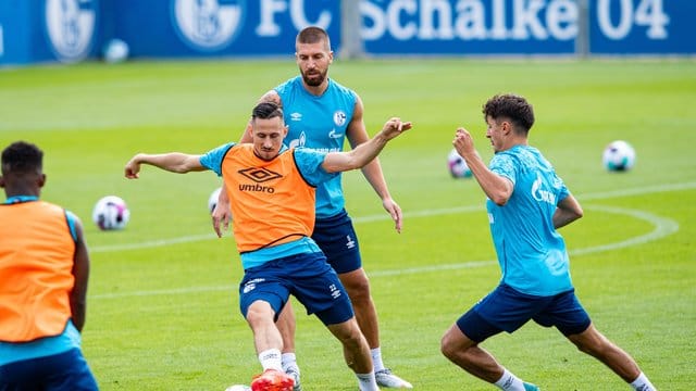 Die Schalker Spieler beim Trainingsauftakt.