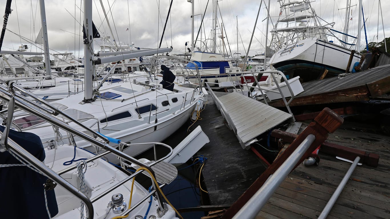 Bundesstaat North Carolina: Im Hafen von Southport wurden durch "Isaias" diverse Schiffe beschädigt.