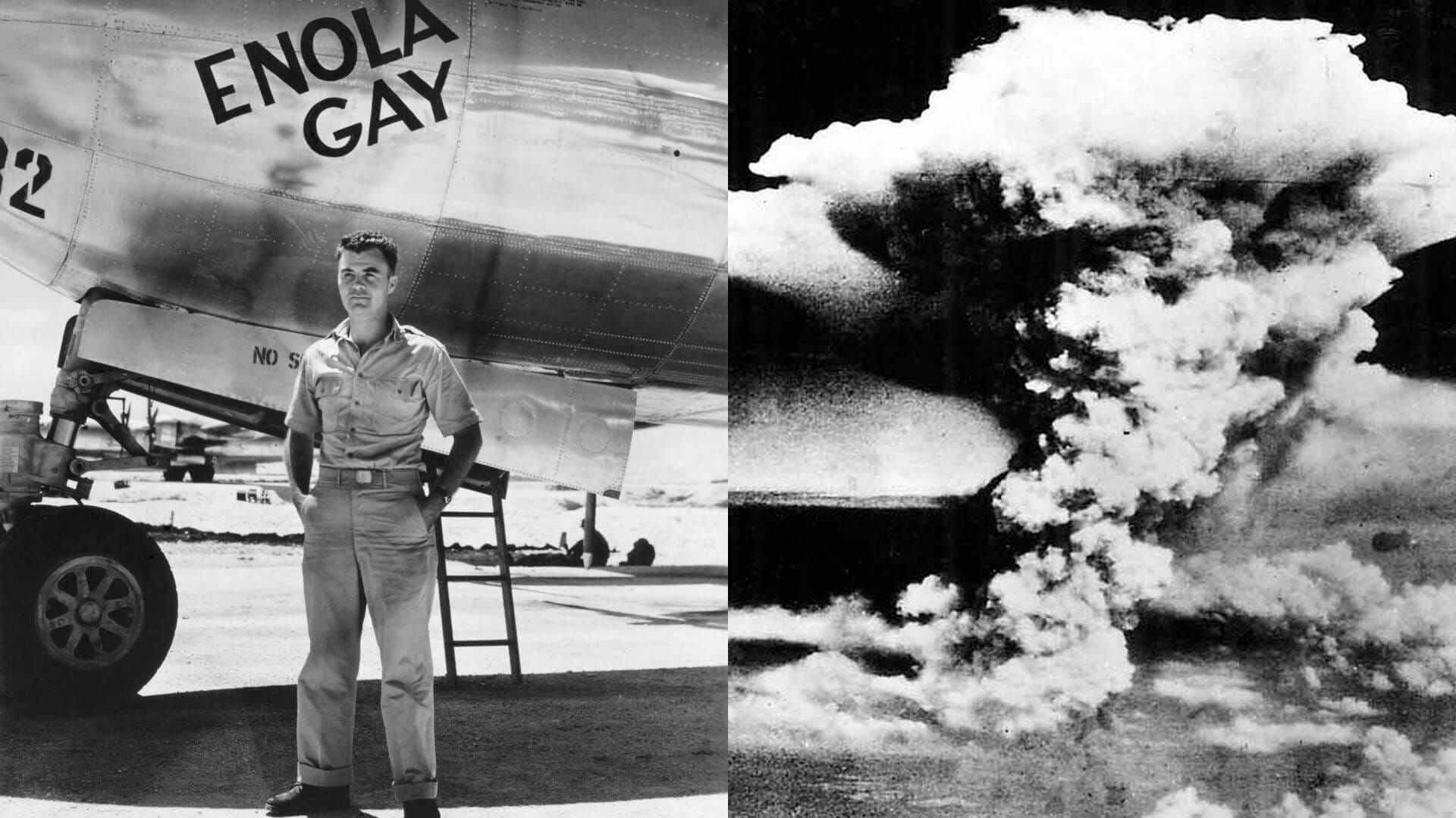 Paul Tibbets vor der "Enola Gay": Am 6. August 1945 warfen der US-Offizier und seine Mannschaft eine Atombombe auf Hiroshima ab.