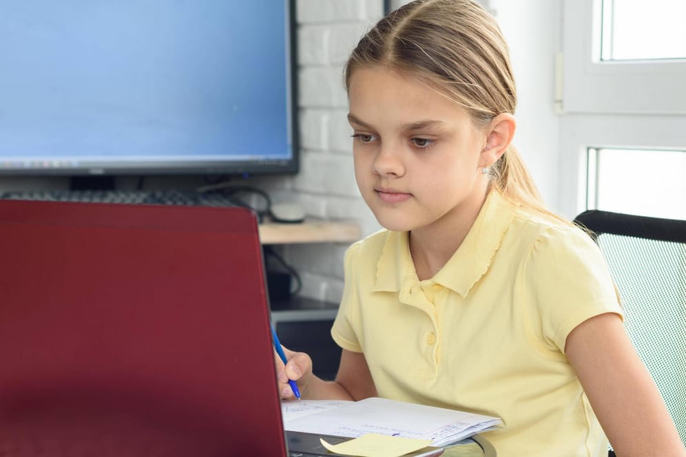 Ein Mädchen am Computer: Das Jobcenter muss Schülern den PC bezahlen.